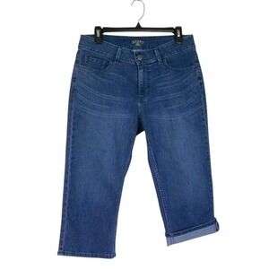 Riders by Lee Capri Jeans Womens 10 Blue Dark‎ Wash Denim Embellished Casual